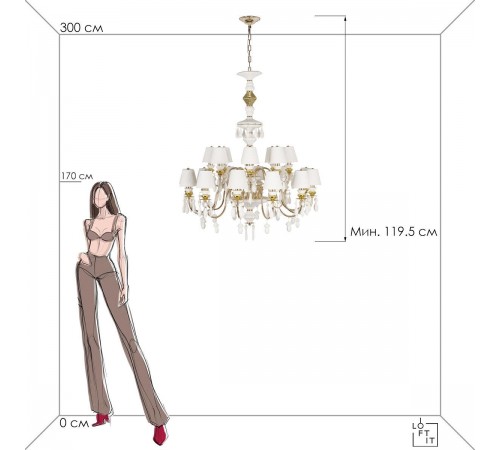 Подвесная люстра Loft it 10203/12+8 White Grace