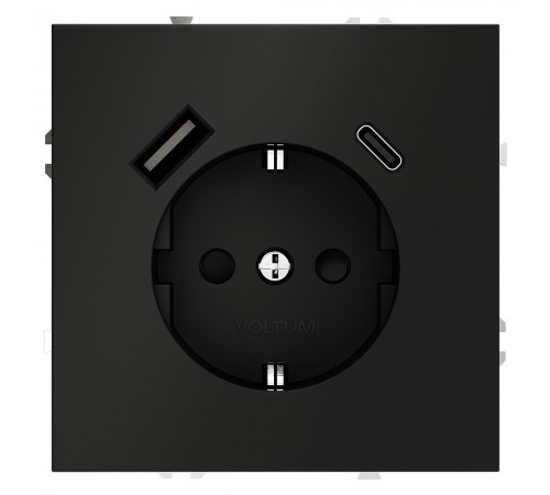 Розетка с заземлением и со шторкой и 2хUSB type A и C, без рамки Voltum VLS040508 S70