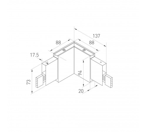 Соединитель угловой L-образный для модульных светильников Arlight 031531 LINEAIR FLAT