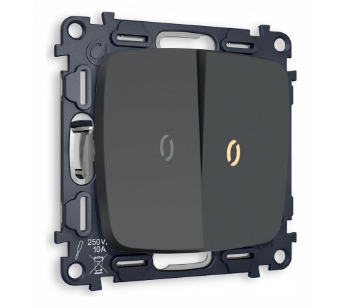 Выключатель проходной двухклавишный с подсветкой без рамки Ambrella Volt MO904030 Quant