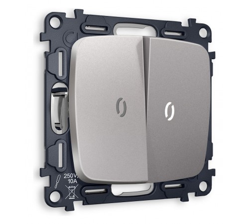 Выключатель двухклавишный с подсветкой без рамки Ambrella Volt MO504015 Quant