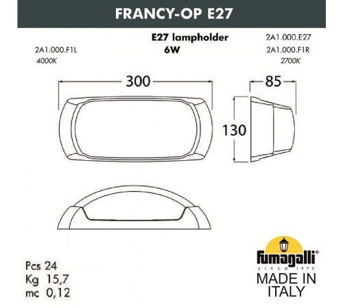 Накладной светильник Fumagalli 2A1.000.000.AYF1R Francy