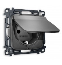 Розетка влагозащищенная с заземлением и со шторкой, без рамки с крышкой Ambrella Volt MO658010 Quant