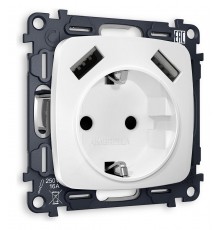 Розетка с заземлением и 2хUSB type A, без рамки Ambrella Volt MO129010 Quant