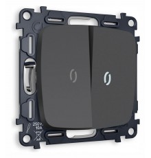 Выключатель проходной двухклавишный с подсветкой без рамки Ambrella Volt MO904035 Quant