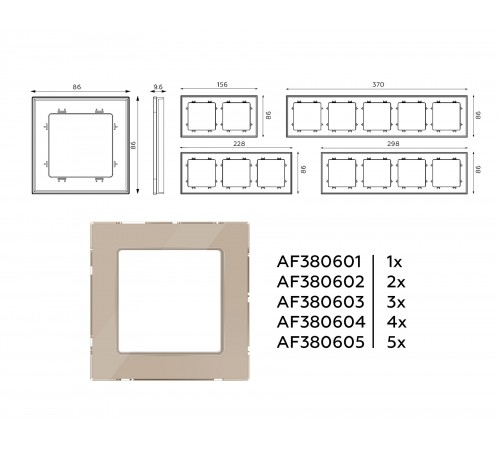 Рамка на 2 поста Ambrella Volt AF380602 Platos Стекло натуральное
