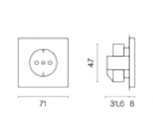 Розетка с заземлением и со шторкой, без рамки Voltum VLS040205 S70