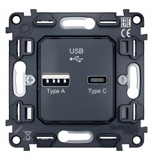 Механизм розетки 2хUSB type A и C Ambrella Volt VM177 Quant