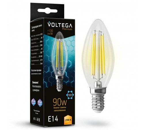 Лампа светодиодная Voltega 7218 Candle 9W Graphene