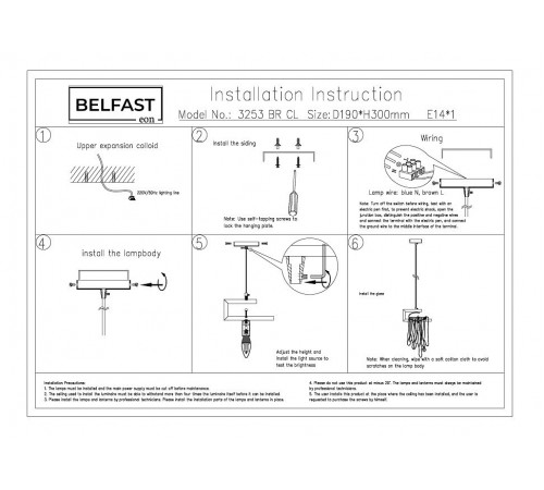 Подвесной светильник Belfast 3253 BR CL Colvil
