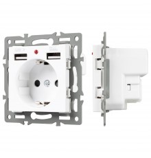 Розетка с заземлением и 2хUSB type A, без рамки Arlight 43733 SCT