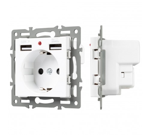 Розетка с заземлением и 2хUSB type A, без рамки Arlight 43733 SCT