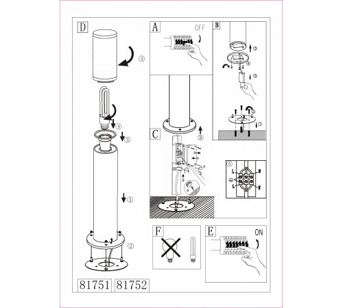 Наземный высокий светильник Eglo 81752 Helsinki