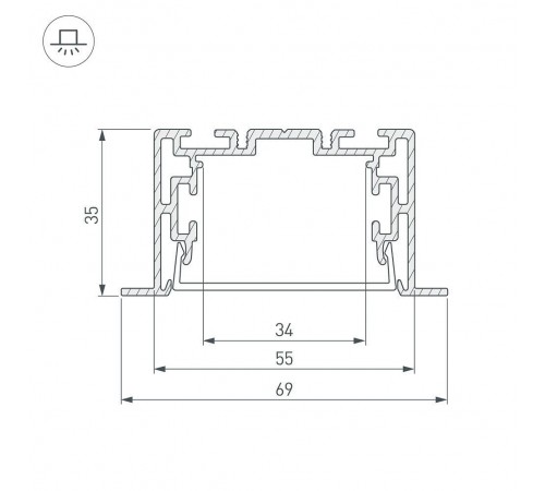 Профиль Arlight 021177 S2-LINIA69-F-2500 ANOD+OPAL
