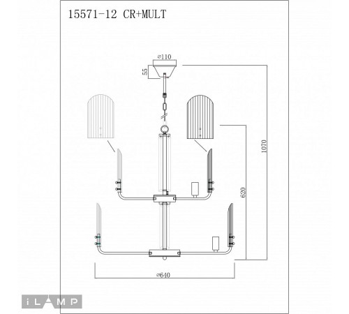Подвесная люстра iLamp 15571-12 CR+MULT Dolce