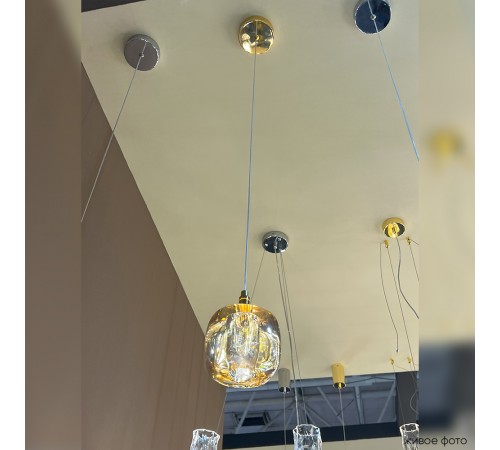 Светильник подвесной Crystal Lux BOX SP1 GOLD/AMBER