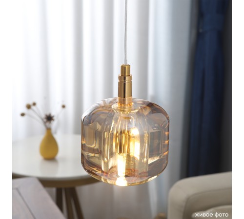 Светильник подвесной Crystal Lux BOX SP1 GOLD/AMBER