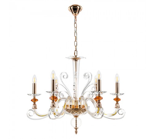 Люстра Crystal Lux CATARINA SP6 V2 GOLD/TRANSPARENT-COGNAC