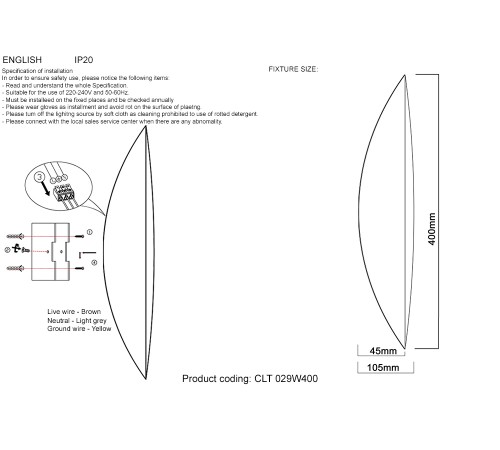 Бра Crystal Lux CLT 029W400 WH