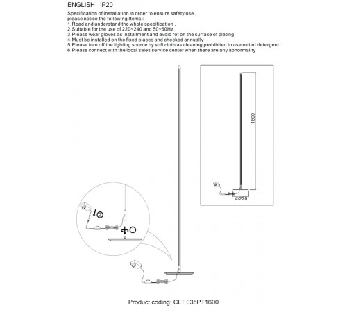 Торшер Crystal Lux CLT 035PT1600 BL