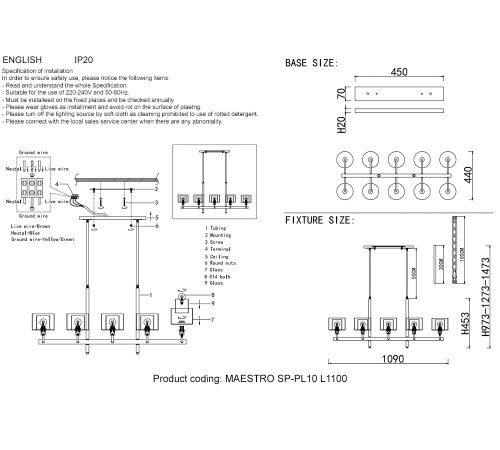 Люстры Crystal Lux MAESTRO SP-PL10 L1100 GOLD