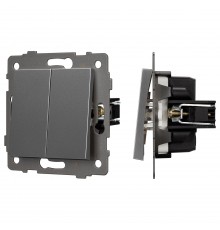 Выключатель двухклавишный без рамки Arlight 49889 SWT