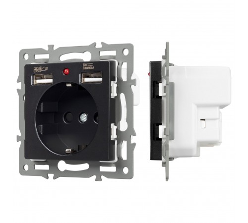 Розетка с заземлением и 2хUSB type A, без рамки Arlight 43734 SCT