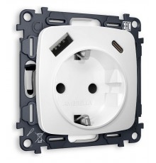 Розетка с заземлением и 2хUSB type A и C, без рамки Ambrella Volt MO130010 Quant