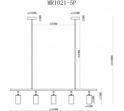 Светильник на штанге MyFar MR1021-5P Dereck