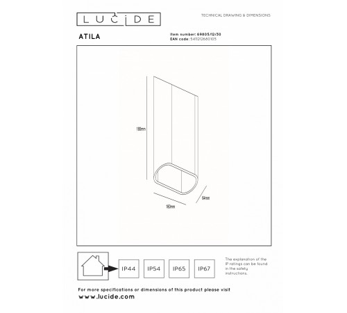 Накладной светильник Lucide 2767/12/31 Atila