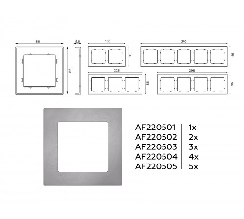 Рамка на 4 поста Ambrella Volt AF220504 Techno