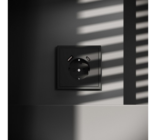 Розетка с заземлением и со шторкой и 2хUSB type A и C, без рамки Voltum VLS040508 S70