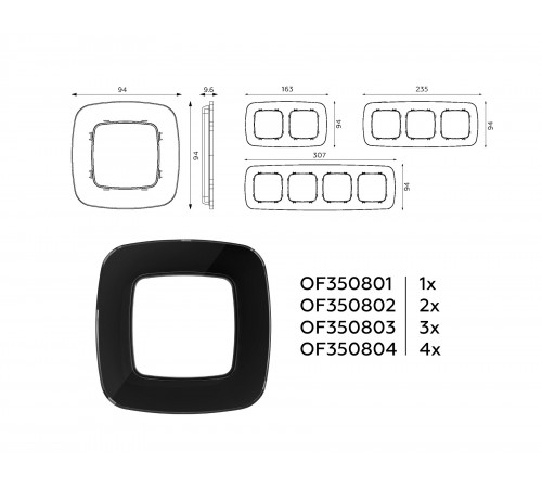 Рамка на 1 пост Ambrella Volt OF350801 Radian Стекло натуральное