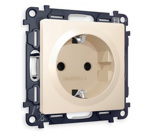 Розетка с заземлением и со шторкой, без рамки Ambrella Volt MA327010 Quant