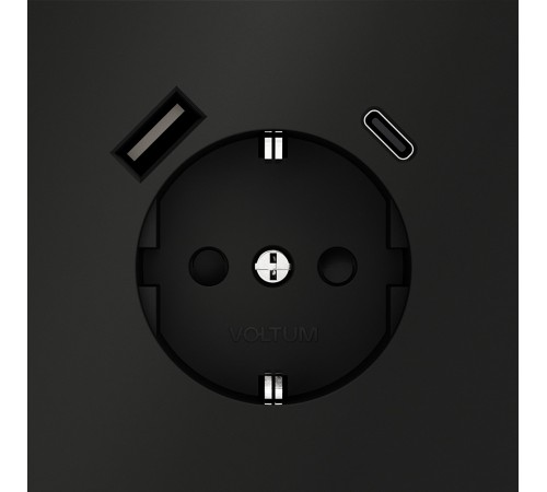 Розетка с заземлением и со шторкой и 2хUSB type A и C, без рамки Voltum VLS040508 S70