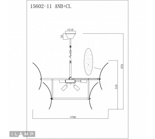 Подвесной светильник iLamp 15602-11 ANB+CL Gramercy