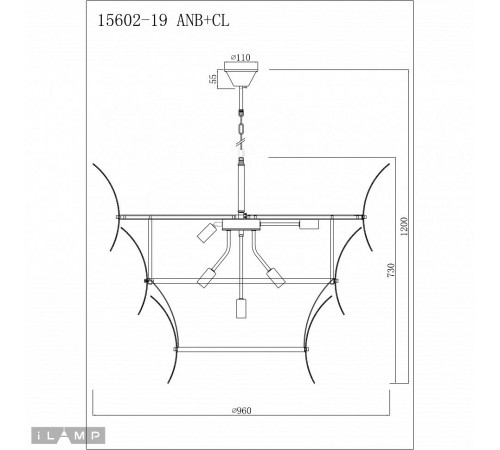 Подвесной светильник iLamp 15602-19 ANB+CL Gramercy