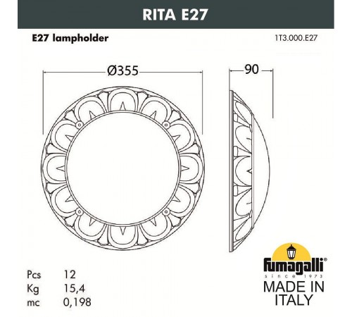 Накладной светильник Fumagalli 1T3.000.000.WYE27 Rita