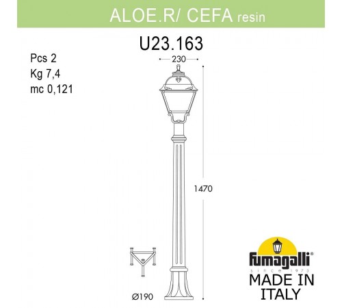 Наземный высокий светильник Fumagalli U23.163.000.BXF1R Cefa