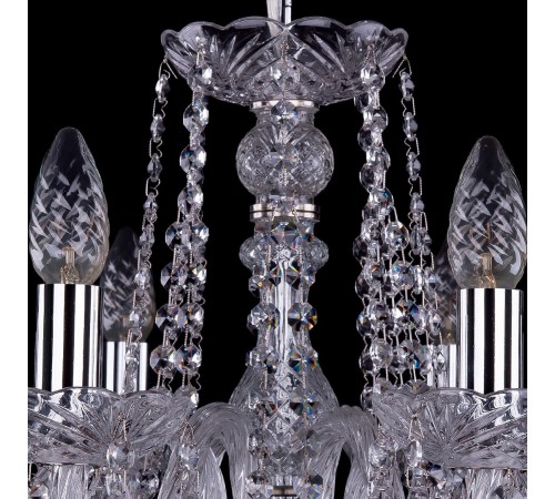 Подвесная люстра Bohemia Ivele Crystal 1402/8/195/Ni/Leafs 1402
