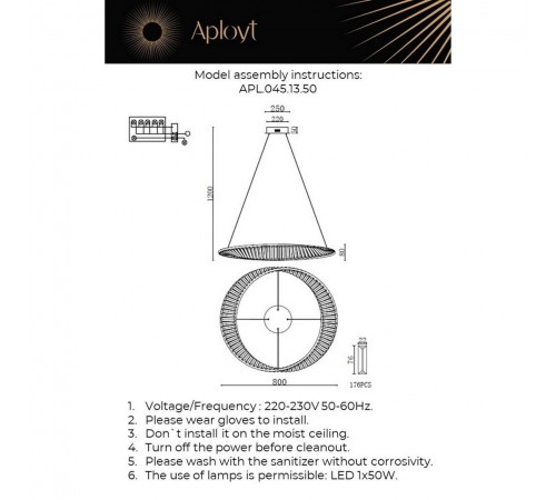 Подвесной светильник Aployt APL.045.13.50 Olimp