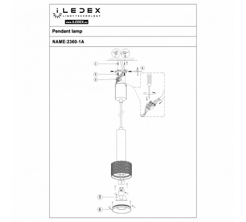 Подвесной светильник iLedex Technical 2362-1 BK+GRP Delta