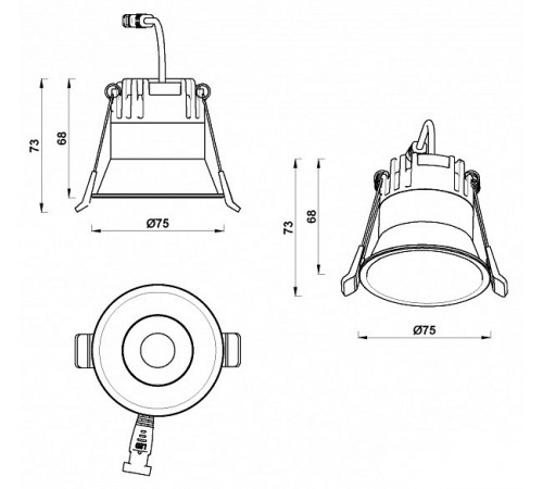 Встраиваемый светильник iLedex 207-7W-D75-3000K-24DG-WH Mars