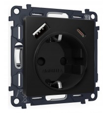 Розетка с заземлением и 2хUSB type A и C, без рамки Ambrella Volt MA810010 Quant