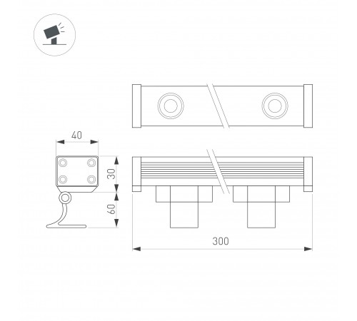 Настенно-потолочный прожектор Arlight 051767 AR-LINE-300-6W