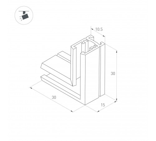Соединитель угловой L-образный для треков накладных Arlight 044527 MAG-MICROCOSM