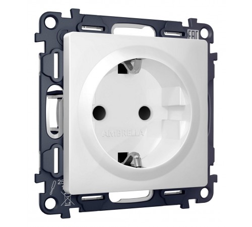 Розетка с заземлением и со шторкой, без рамки Ambrella Volt MA127010 Quant