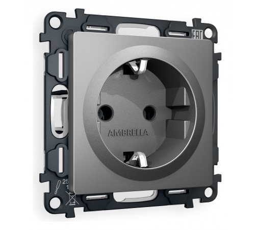 Розетка с заземлением, без рамки Ambrella Volt MA656010 Quant