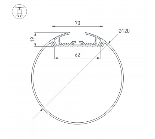 Профиль подвесной Arlight 019267 SL-ROUND-D120-2000 ANOD