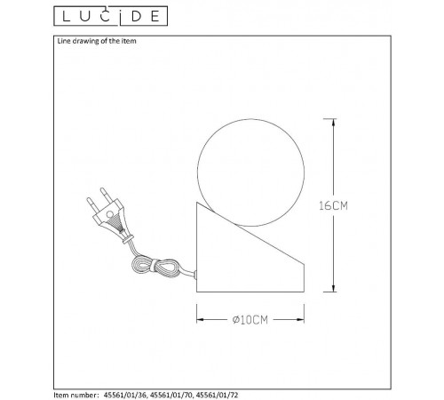 Настольная лампа декоративная Lucide 45561/01/70 Len